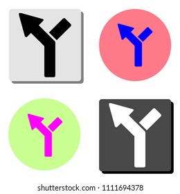 Traffic lanes at crossroads junction. simple flat vector icon illustration on four different color backgrounds