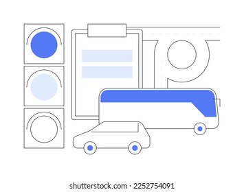 Traffic laws abstract concept vector illustration. Traffic code, obey laws and regulations, driving license, vehicle movement rules, road safety, violation fine, international abstract metaphor.