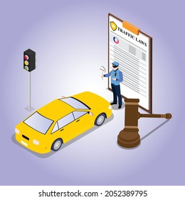 Traffic laws concept 3d isometric vector illustration concept for banner, website, landing page, ads, flyer