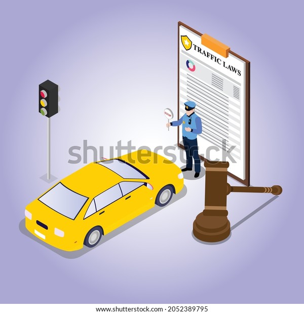 Traffic laws concept 3d\
isometric vector illustration concept for banner, website, landing\
page, ads, flyer
