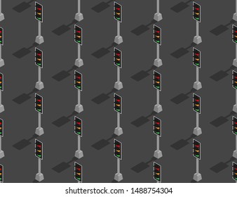 Traffic Light 3D isometric seamless pattern, Transportation concept poster and social banner post design illustration isolated on grey background with copy space; vector eps 10