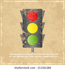 Traffic light abstract grunge background, vector illustration