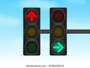 Semáforo contra Blue Sky. Ilustración vectorial. 