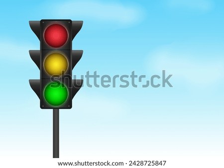 Traffic Light against Blue Sky. Vector Illustration. 