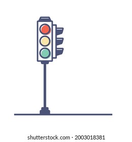 Traffic Light ahead icon. Warning sign on white background. Cartoon symbol. Vector illustration