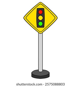 Traffic Light Ahead sign illustration hand drawn isolated vector