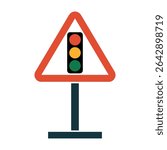 Traffic Light Ahead Warning Sign Vector – Red Triangle Signal Alert Icon