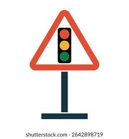 Traffic Light Ahead Warning Sign Vector – Red Triangle Signal Alert Icon