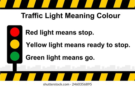 Traffic Light Background cartoon style. Explanation about traffic light education. red , green,  yellow. universal sign