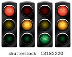 Traffic light for bikes. Variants. Vector illustration. Isolated on white background.