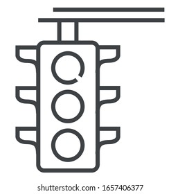traffic light black line icon on white background