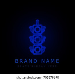 Traffic light blue chromium metallic logo