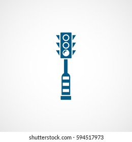 Traffic Light Blue Flat Icon On White Background