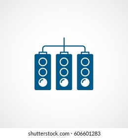 Traffic Light Blue Flat Icon On White Background