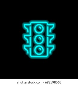 Traffic light blue glowing neon ui ux icon. Glowing sign logo vector