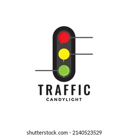 traffic light with candy logo design, vector graphic symbol icon illustration creative idea