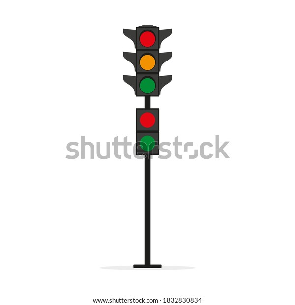 Traffic light for cars and pedestrians on a\
white background