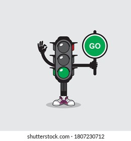 a traffic light character that turns on a green light