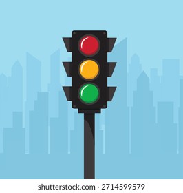 Traffic Light in Cityscape Background