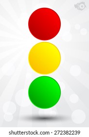 Traffic light of colored circles on a white background