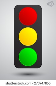Traffic light of colored circles on a gray background