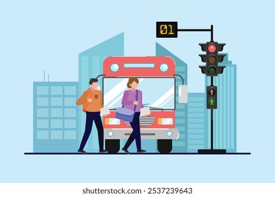 Traffic light concept. Colored flat vector illustration isolated.