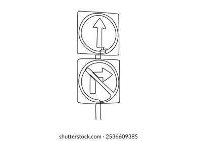 Conceito de semáforo. Ilustração gráfica vetorial de design de desenho de linha única.