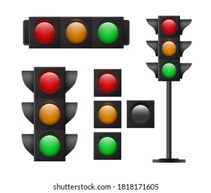 Traffic light. Continued movement on the green light. The rules of the road. Vector illustration.