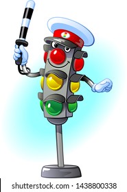 Traffic light traffic controller. Cheerful, kind, positive character