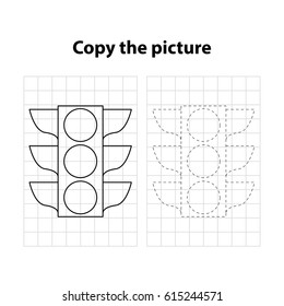  traffic light - copy the picture, game for children (kids)