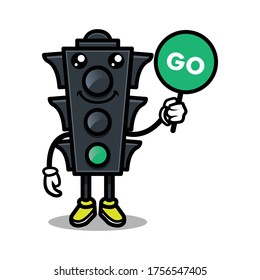 Traffic light cute mascot design illustration vector template