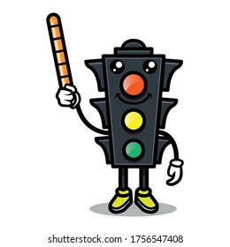 Traffic light cute mascot design illustration vector template