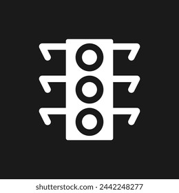 Traffic light dark mode glyph ui icon. Crossing intersection. User interface design. White silhouette symbol on black space. Solid pictogram for web, mobile. Vector isolated illustration