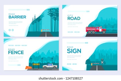 Traffic light day. Urban sign  brochure card set. Road transportation template of flyear, web banner, ui header, enter site. Layout invintation modern 