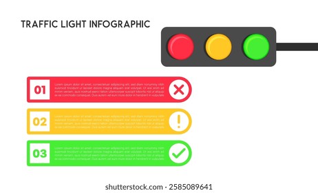Traffic Light Decision-Making Infographic with Red, Yellow, and Green Indicators Vector Illustration
