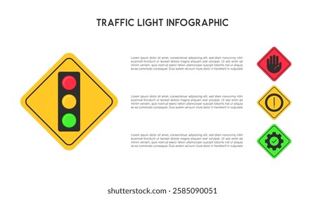 Traffic Light Decision-Making Infographic with Red, Yellow, and Green Indicators Vector Illustration