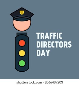 Traffic light and traffic director head mascot. Traffic Directors Day. Vector Illustration