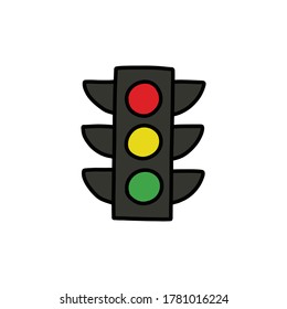 traffic light doodle icon, vector illustration