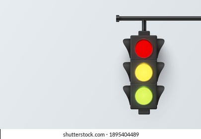 Traffic light empty realistic banner, template. Control of transport movement on roadway horizontal poster. Highway code, road regulations, safety motion vector background. 