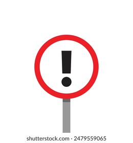 Semáforo con un signo de exclamación que indica un problema de advertencia o de seguridad. Ilustración vectorial.