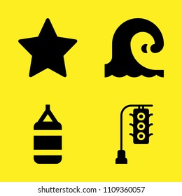 traffic light, favourite, punching bag and wave vector icon set. Sample icons set for web and graphic design