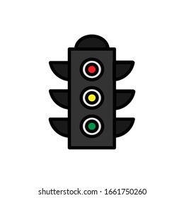 Traffic light with filled line icon vector