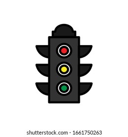 Luz de tráfico con vector de icono de línea rellena