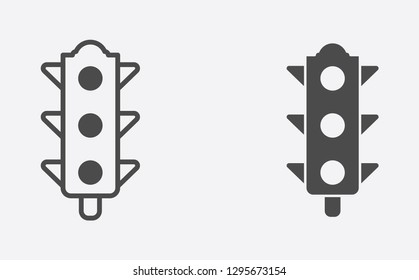Traffic light filled and outline vector icon sign symbol