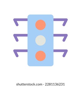 Ampel mit flacher Farbe ui Symbol. Kreuzung überqueren. Signale für Fußgänger. GPS-Navigation. Einfaches gefülltes Element für mobile App. Farbiges Piktogramm. Vektor-einzelne RGB-Illustration