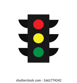 Traffic light with flat icon illustration