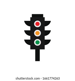 Traffic light with flat icon illustration