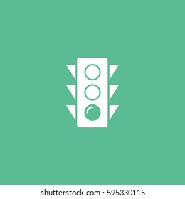 Traffic Light Flat Icon On Green Background