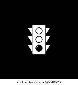 Traffic Light Flat Icon On Black Background