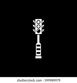Traffic Light Flat Icon On Black Background